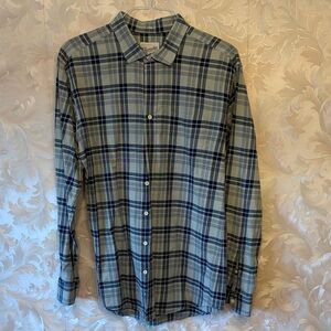 Men's Plaid Button-Down Shirt - Blue and Green